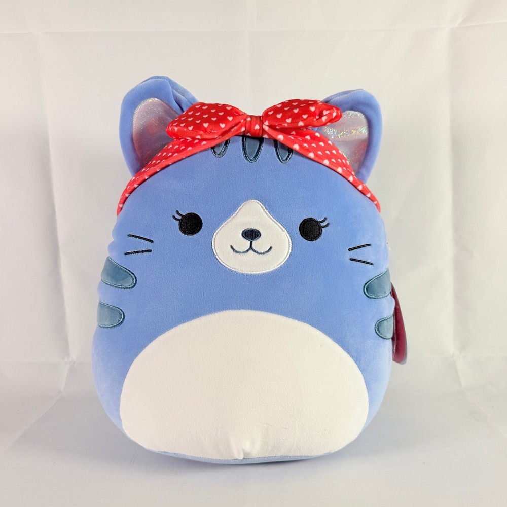 Squishmallow Carizma Blue Cat Red Heart Headband 12" Plush Toy NWT